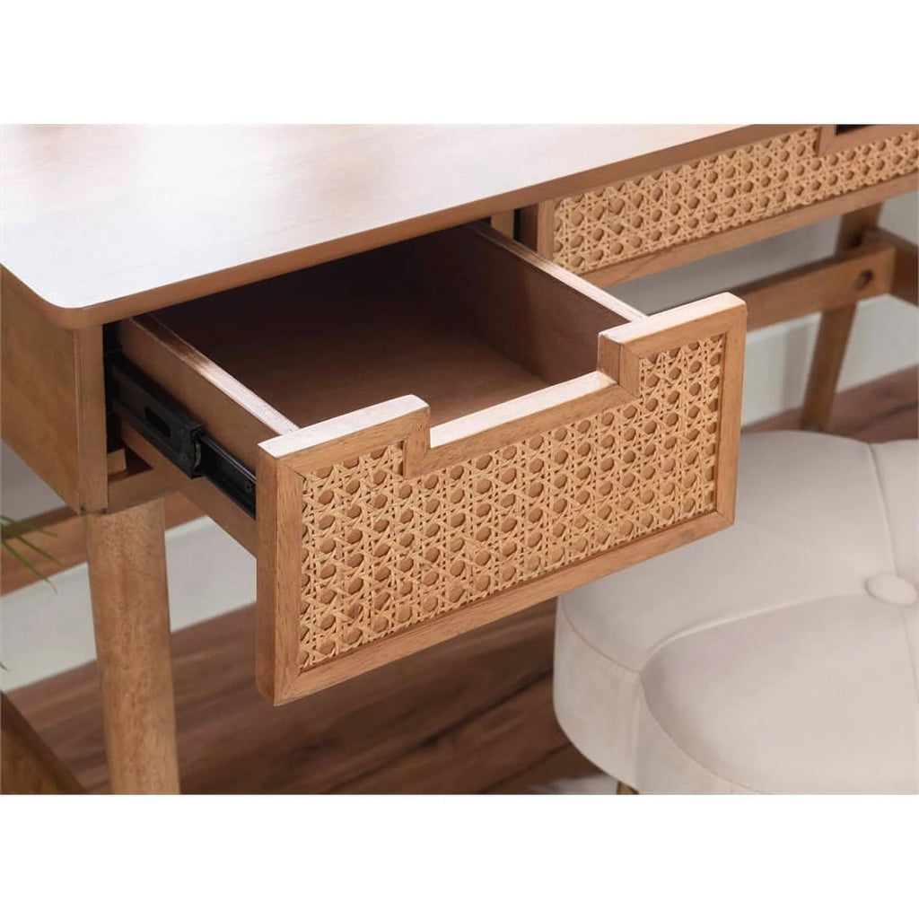 Natural Rattan Wood Desk with Drawers Z6574