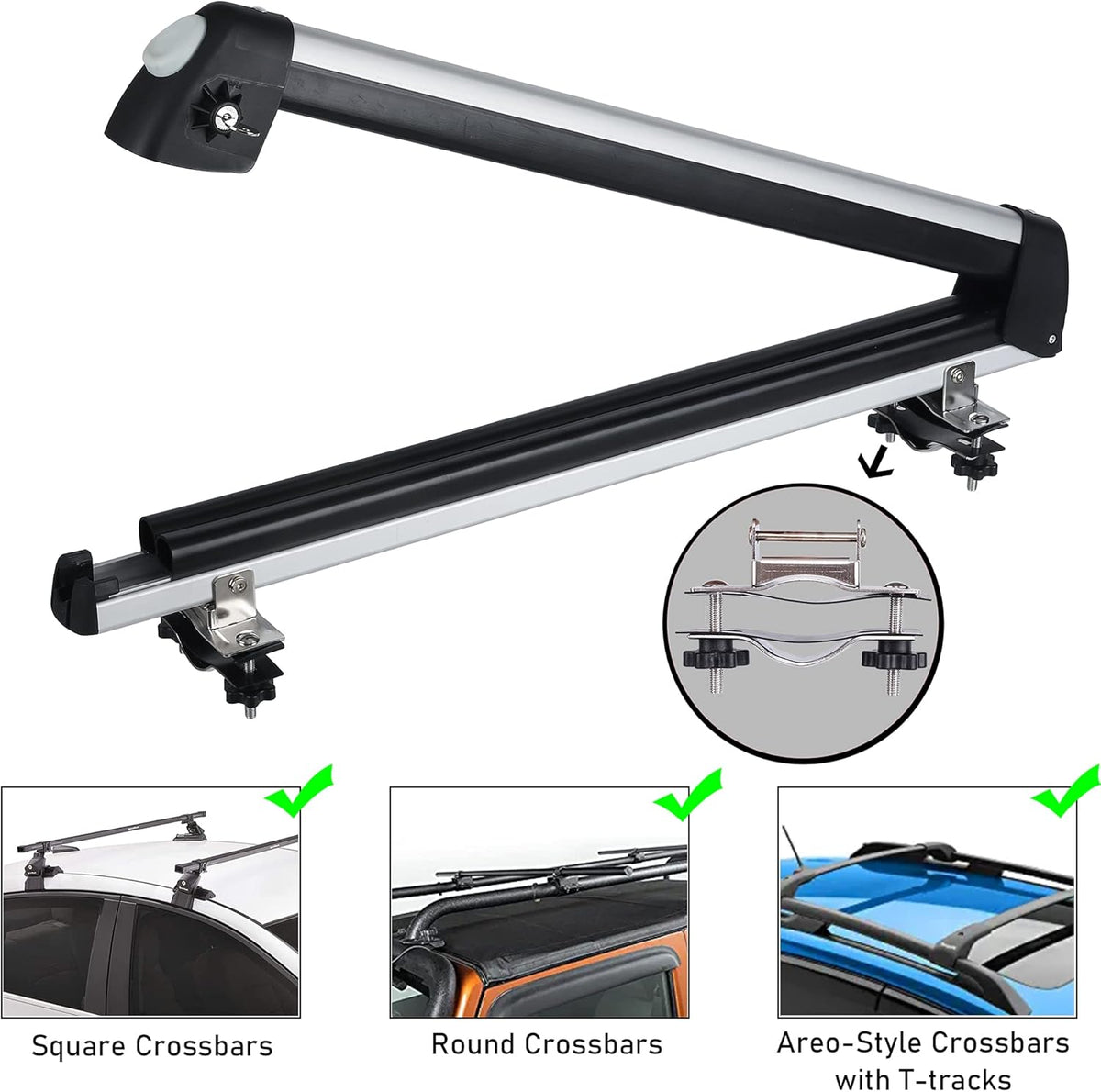 Aluminum Universal Ski Roof Rack for 6 Pairs of Skis or 4 Snowboards N231150