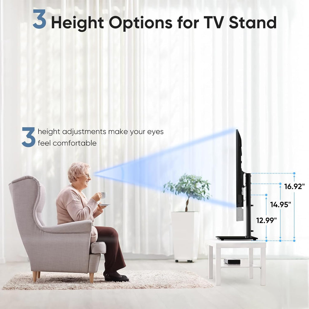 Height Adjustable Swivel TV Stand with Tempered Glass Base, Max VESA 400x400mm X25342