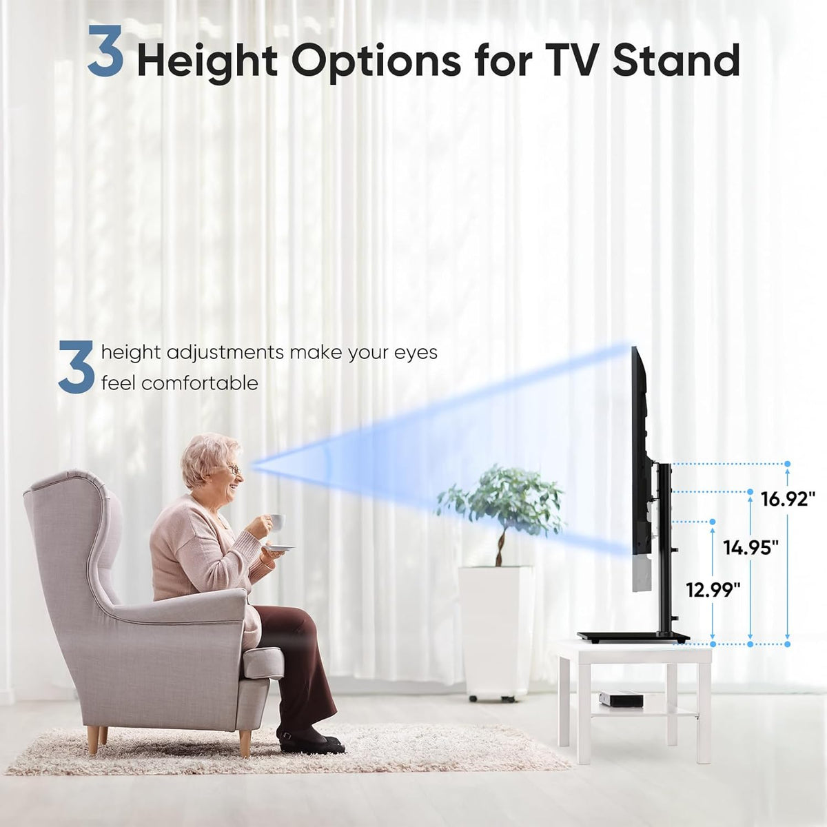 Height Adjustable Swivel TV Stand with Tempered Glass Base, Max VESA 400x400mm X25342
