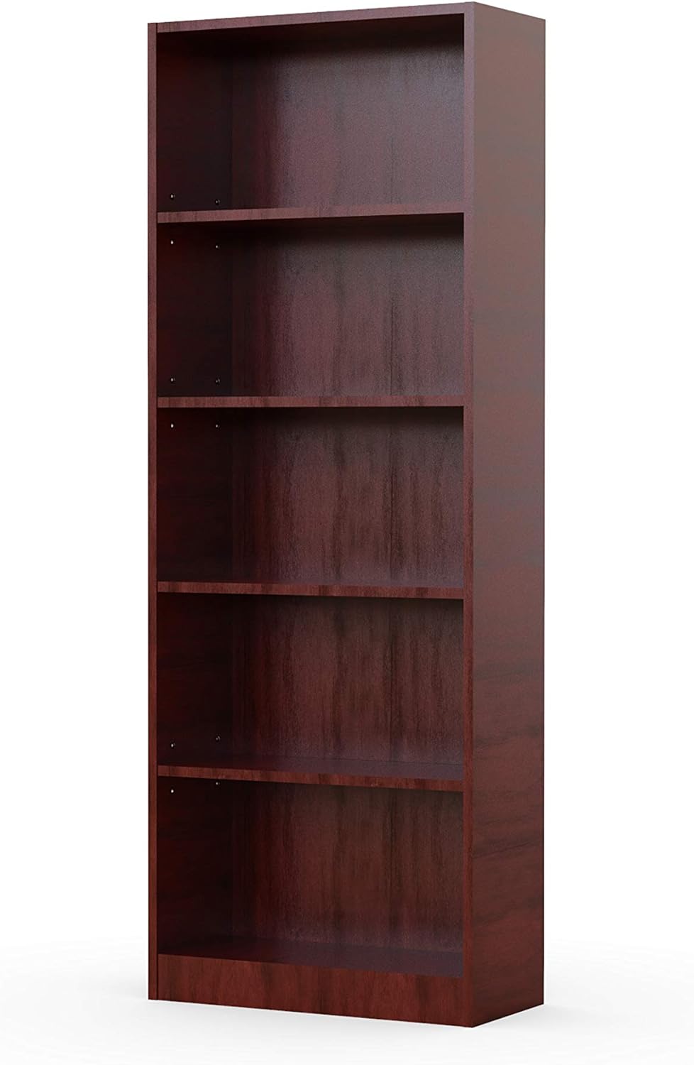 White 5 Tier Bookshelf with 3 Adjustable Shelves Z98310