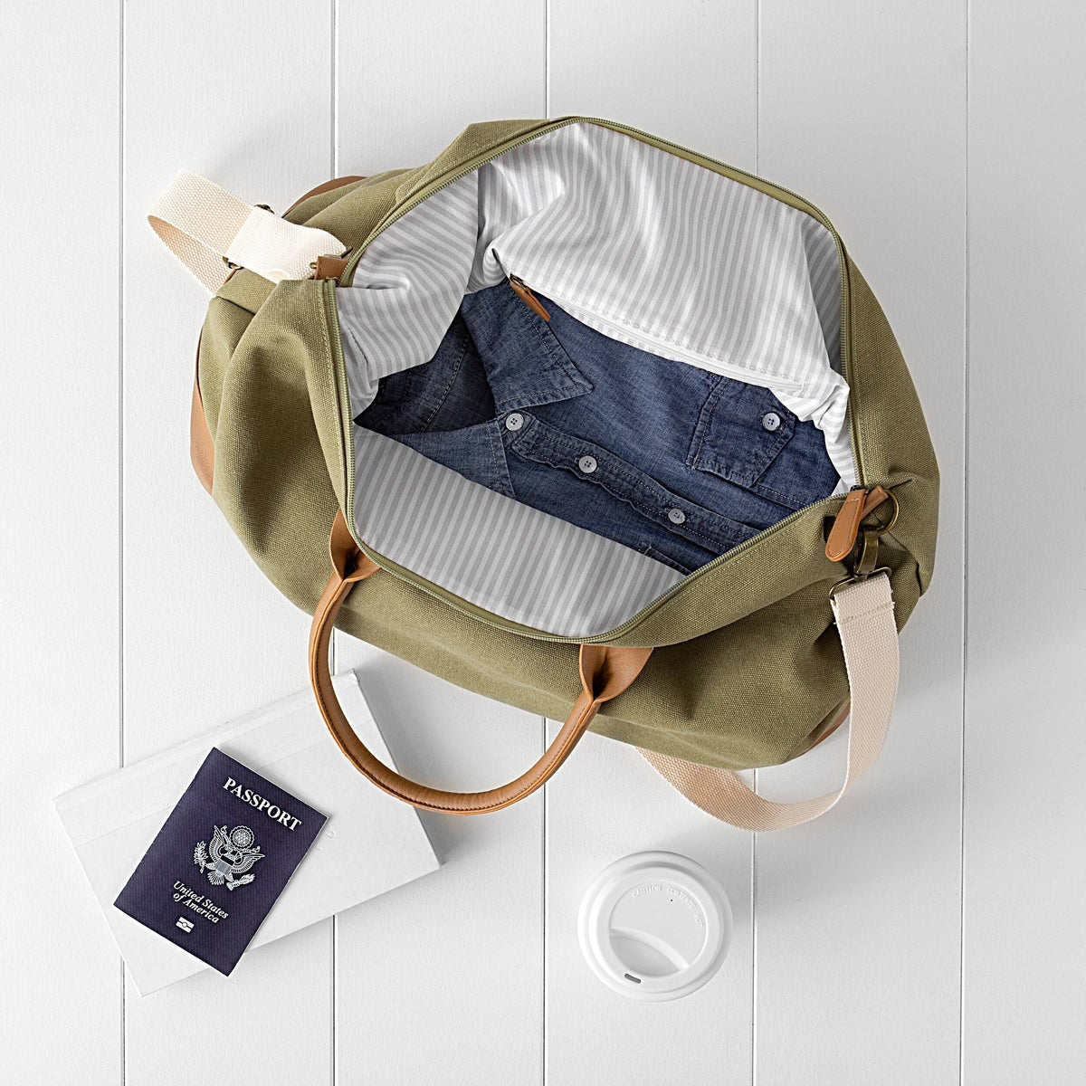 Green Washed Canvas Weekender Y29154