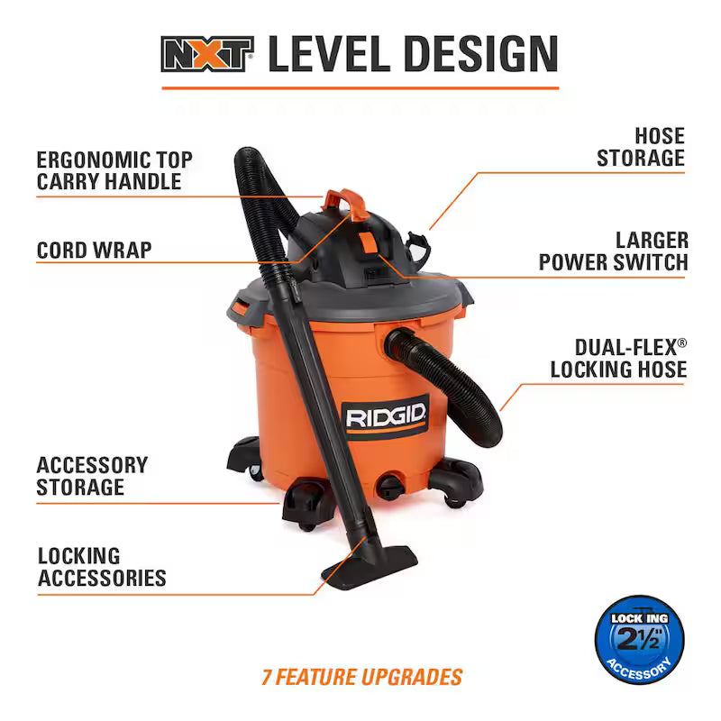 16 Gallon 5.0 Peak HP Wet/Dry Shop Vacuum with Filters, Dust Bags, Hose and Accessories P5996