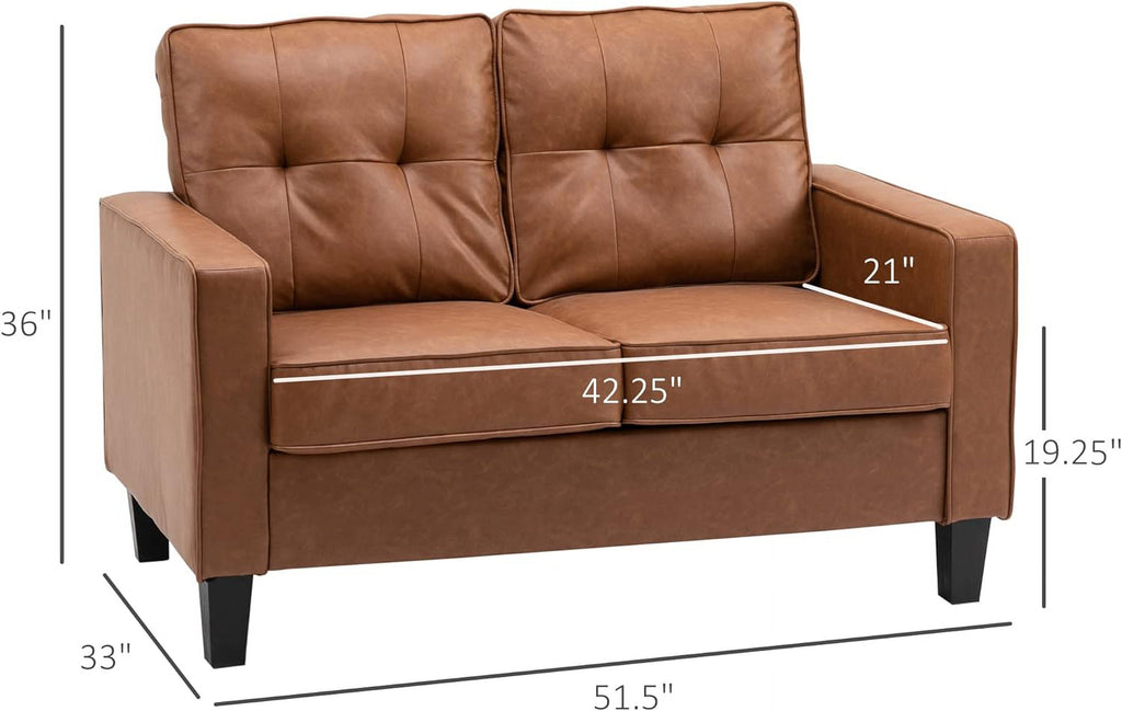 Brown 2-Seater PU Leather Loveseat J489