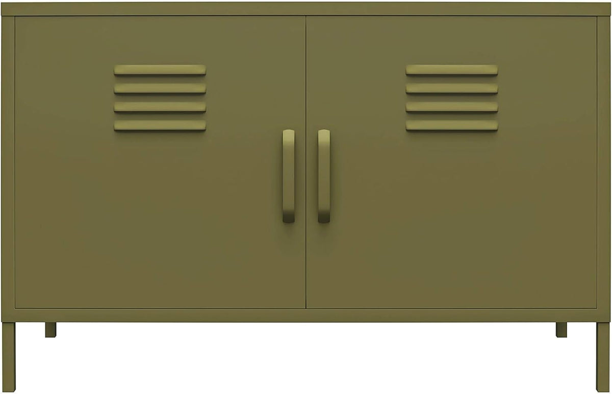 Black 2 Door Metal Locker Accent Cabinet P341683