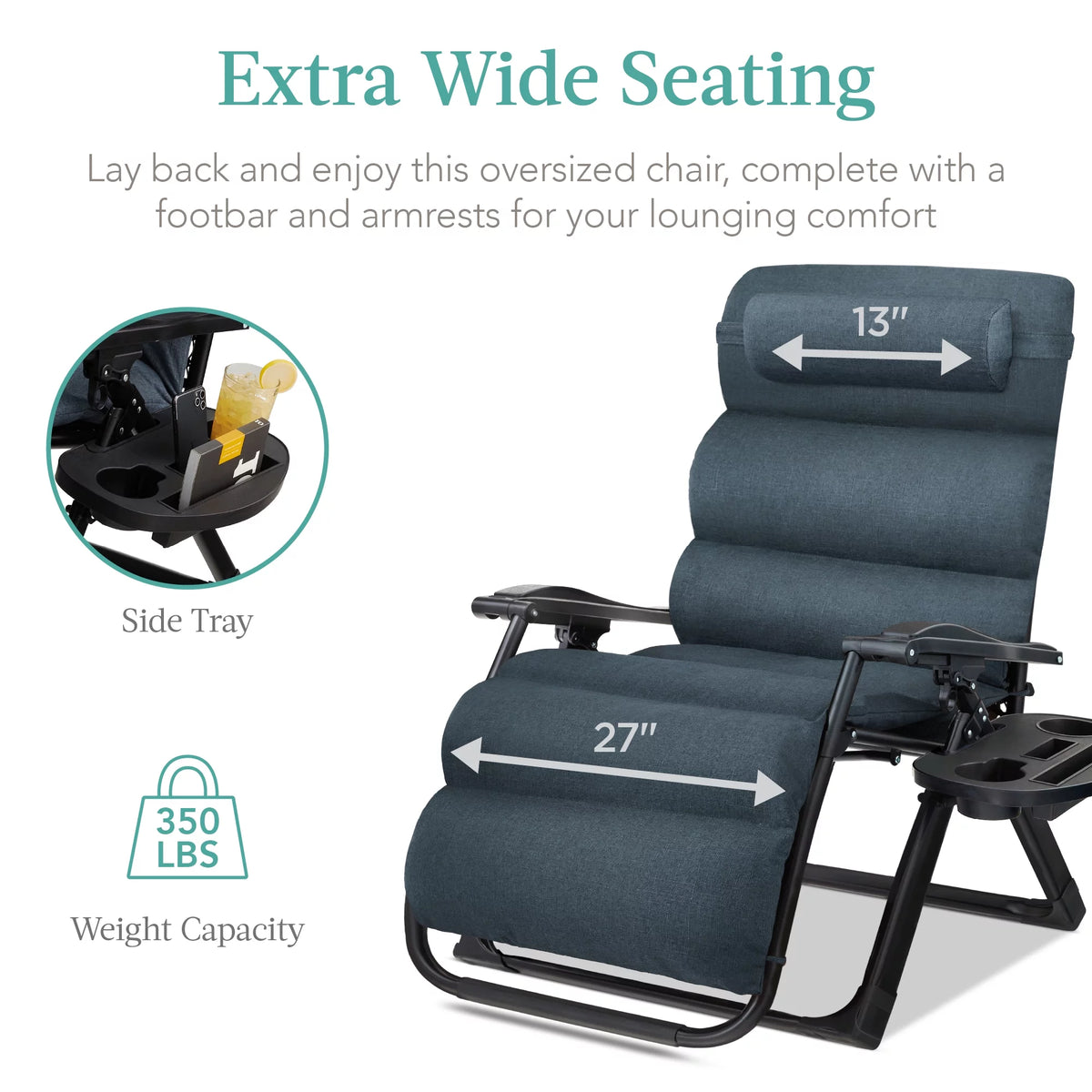 Oversized Zero Gravity Folding Recliner with Cushion M760290