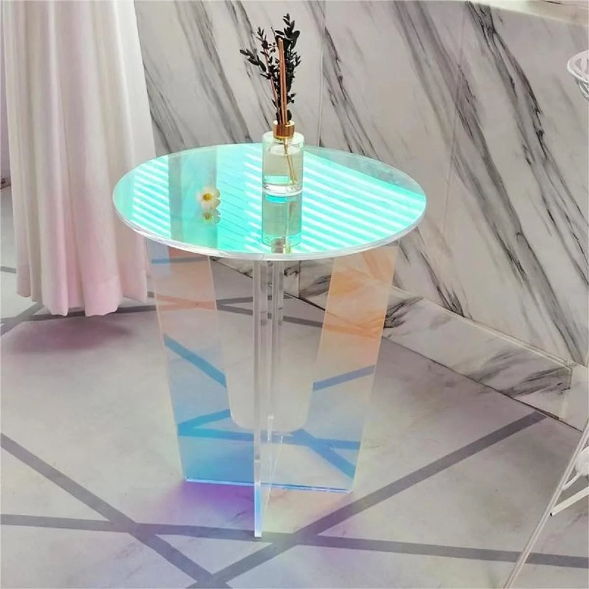 18 inch Acrylic Iridescent Side Table U12619