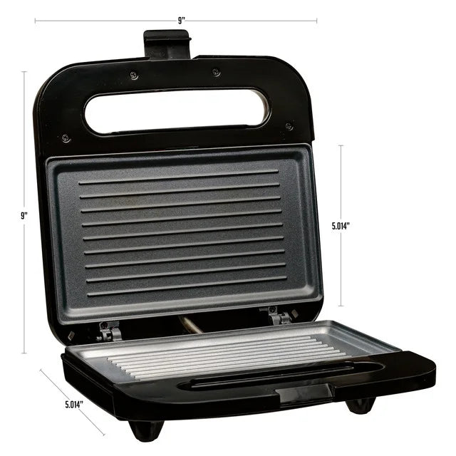 Black Electric Panini Press Grill with Nonstick Plates D115