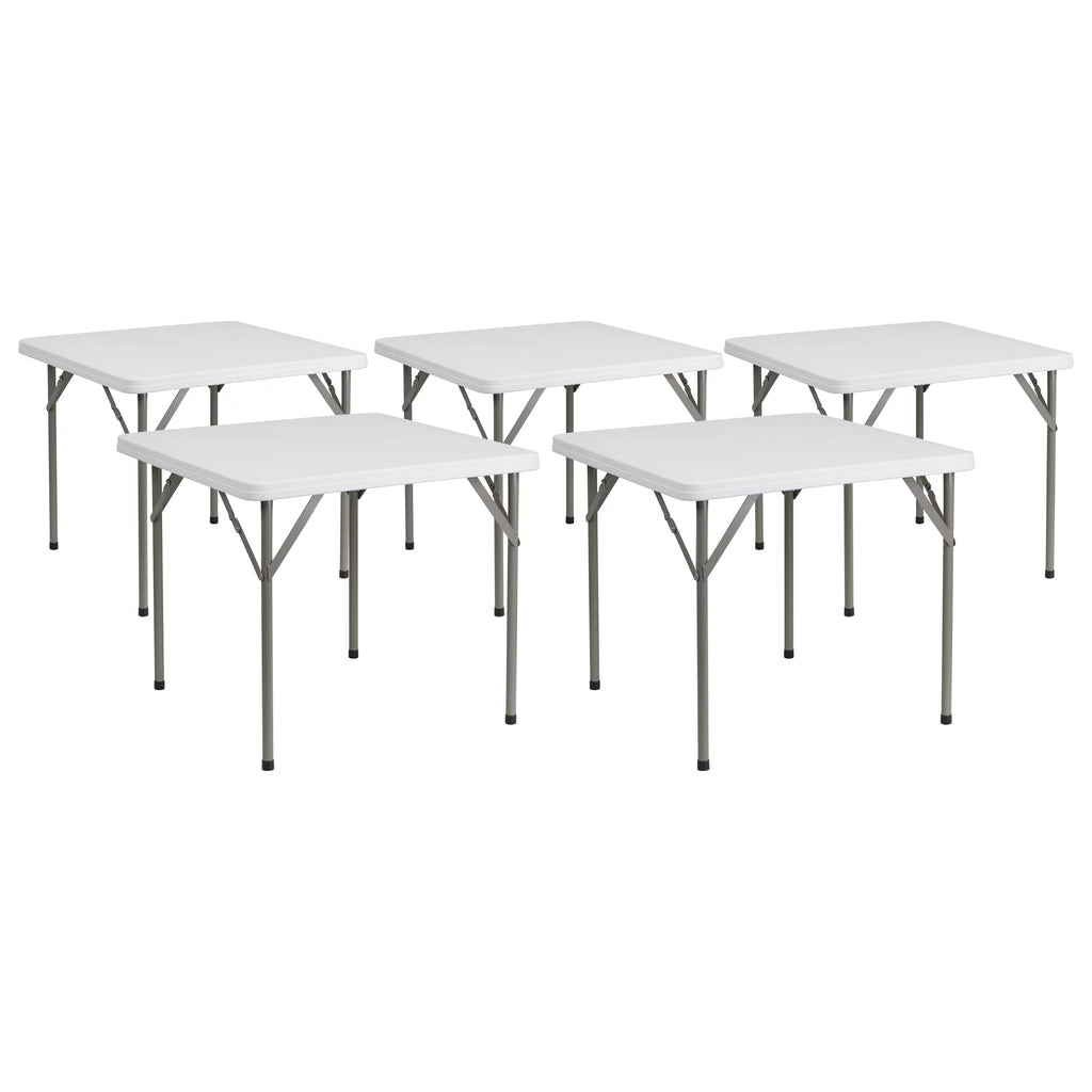 Square Granite White Plastic Folding Table Set of 5 A968981