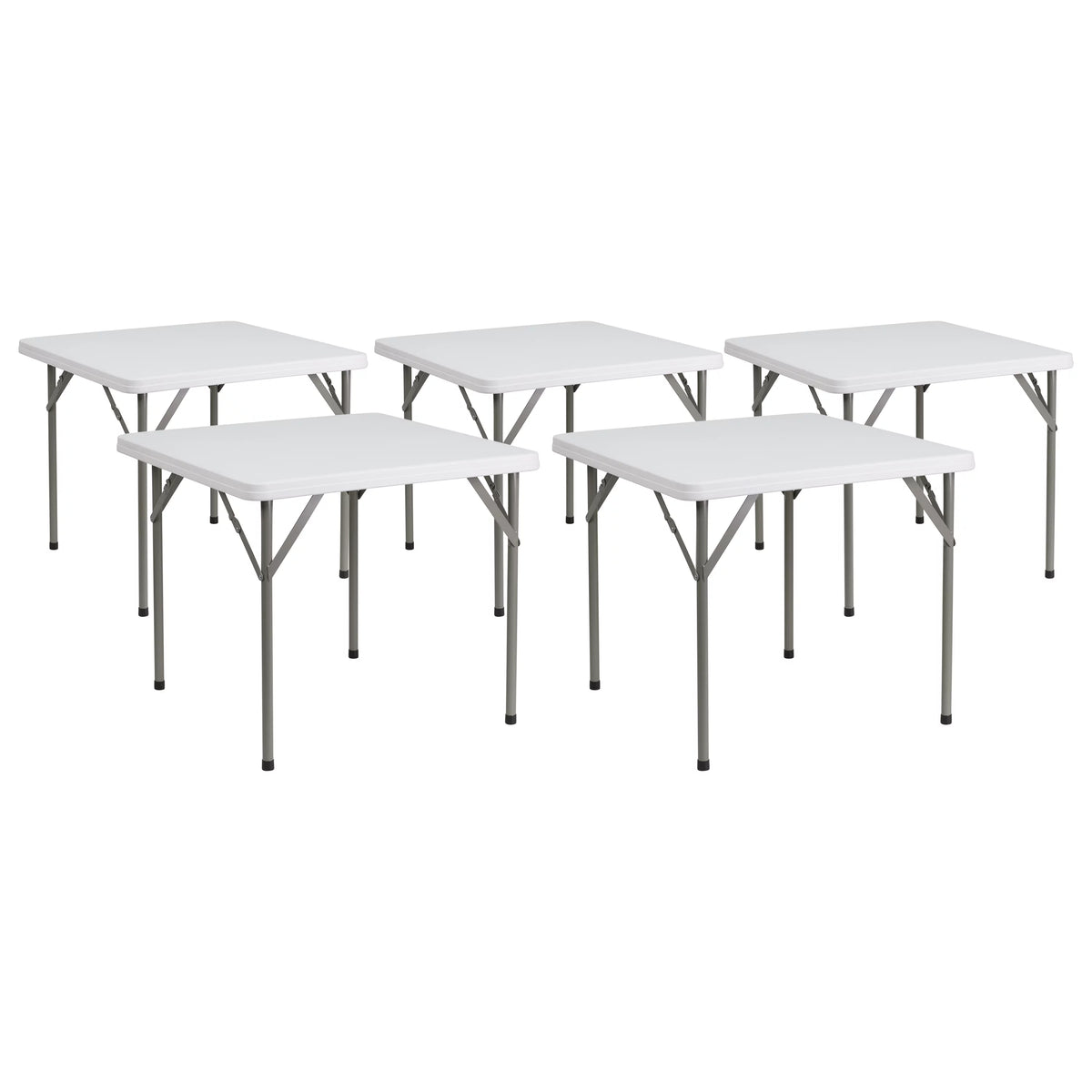 Square Granite White Plastic Folding Table Set of 5 A968981