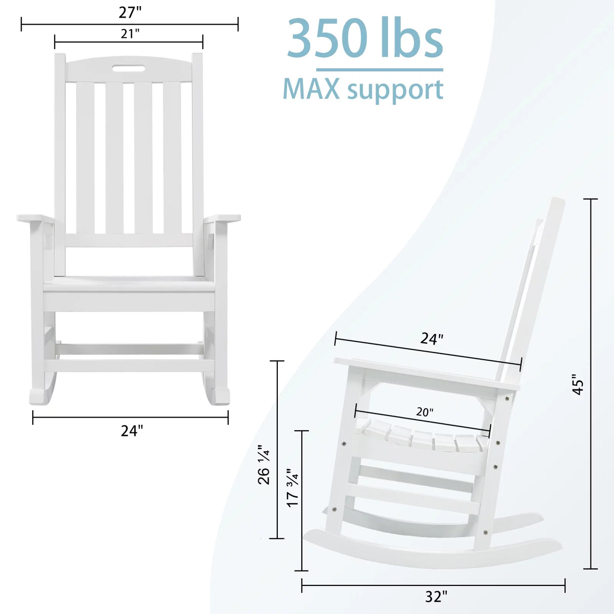 White Poly Lumber Rocking Chair with High Back J745038