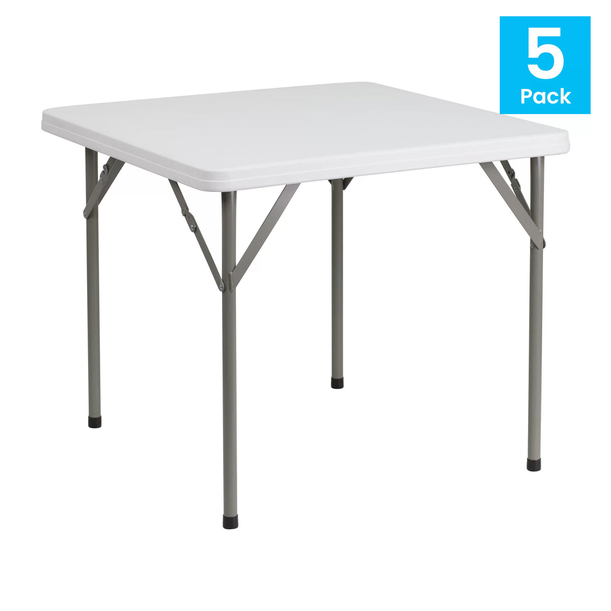 Square Granite White Plastic Folding Table Set of 5 A968981