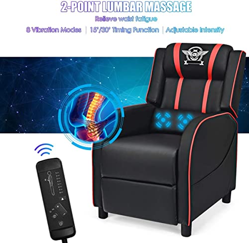 Adjustable Racing Style Massage Recliner Chair with Headrest & Lumbar Pillow P911