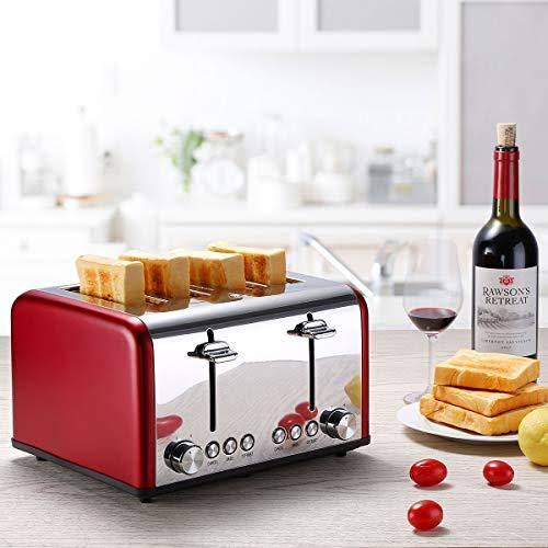 Red 4 Slice Stainless Steel Toaster K4493