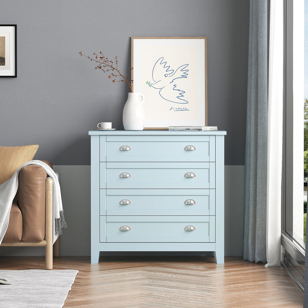 Antique Blue 4 Drawer Wooden Dresser A48526