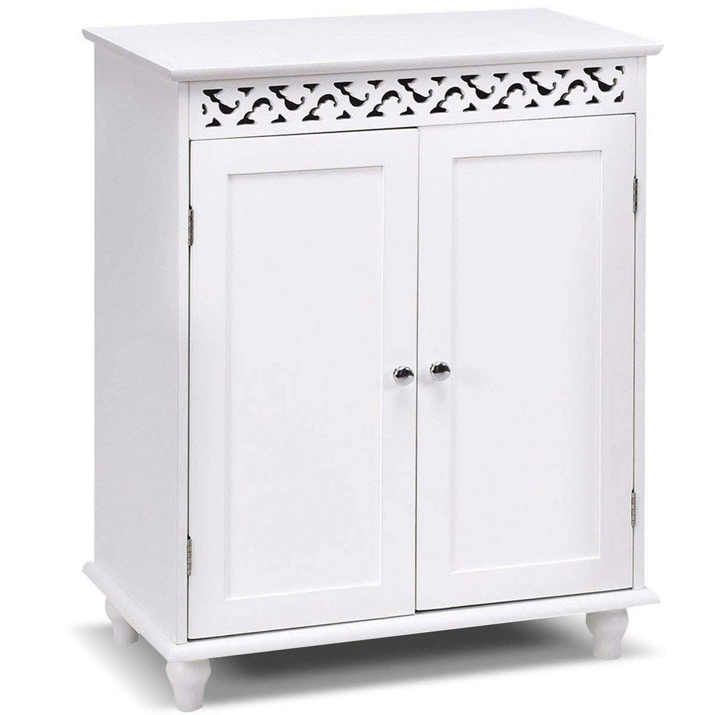 White 2-Door Bathroom Storage Floor Cabinet U4123