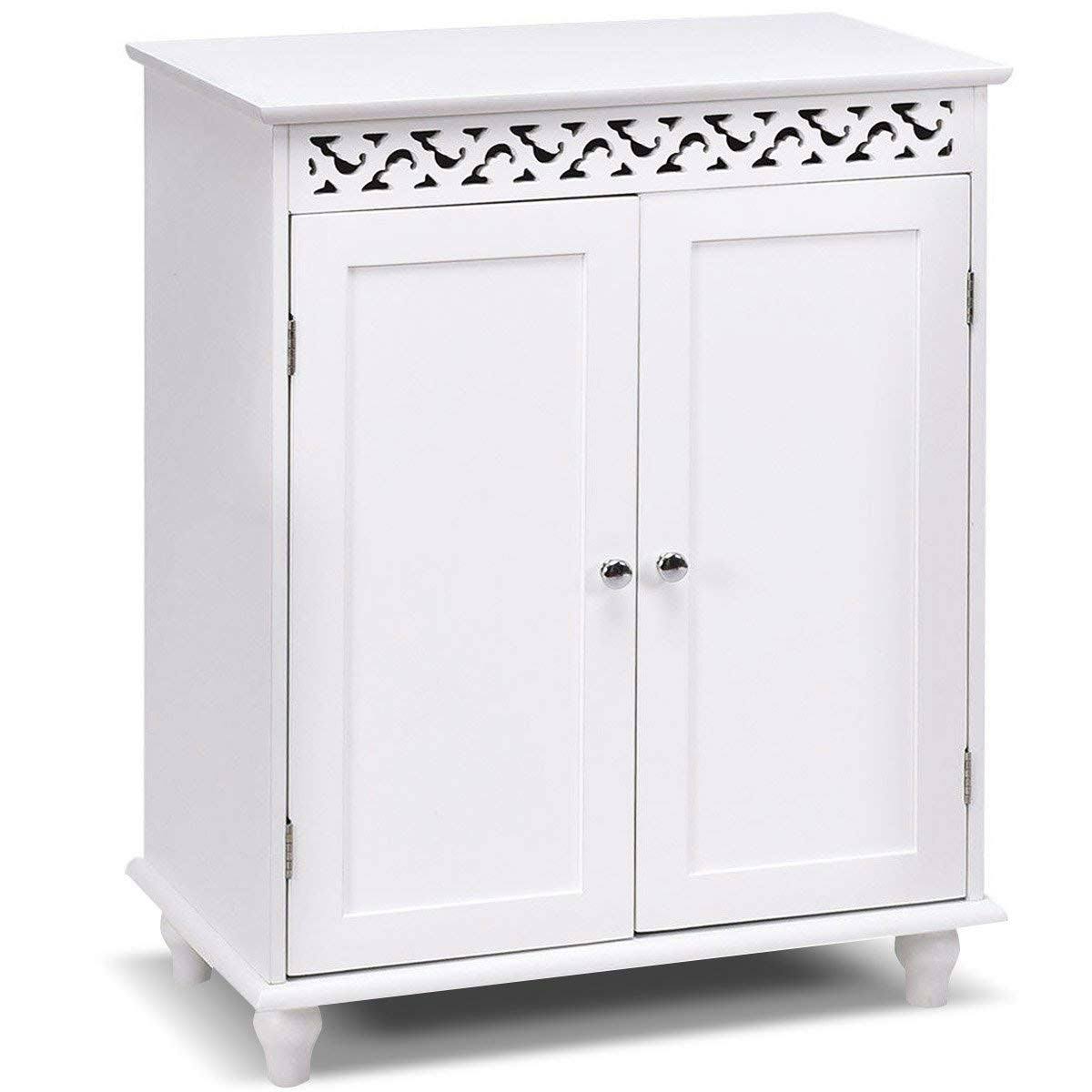 White 2-Door Bathroom Storage Floor Cabinet U4123