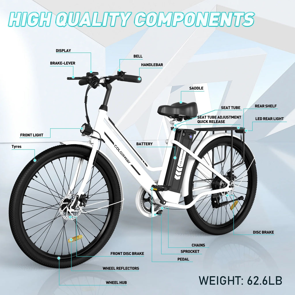 26" Electric Bike with 500W Motor and 36V 12AH Removable Battery L7011