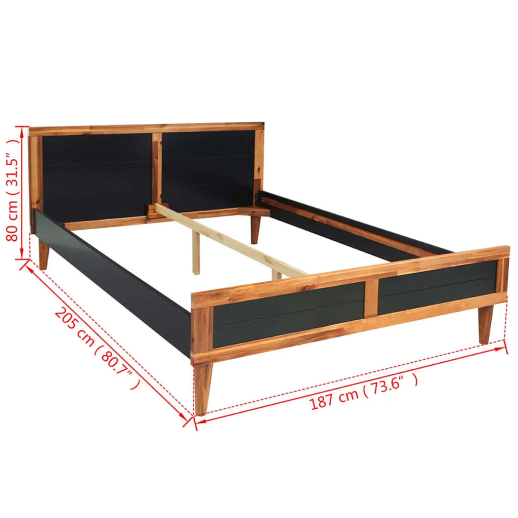 Black Solid Acacia Wood Bed Frame J68167