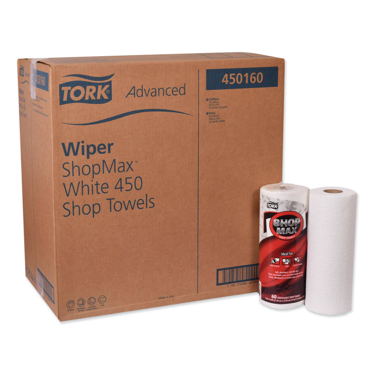 Tork Advanced ShopMax Wiper 450, White, 60/Roll, 30 Rolls/Carton L7215