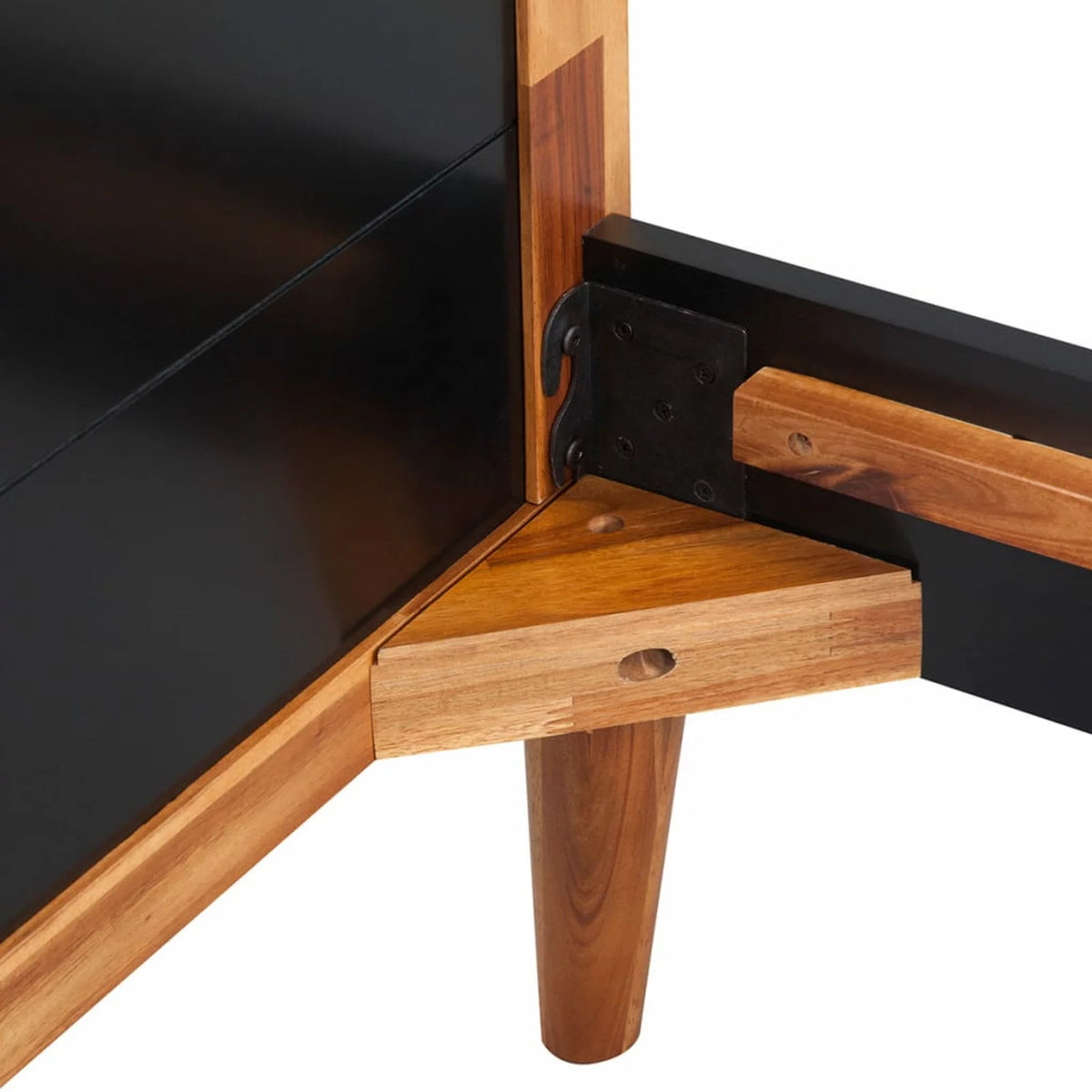 Black Solid Acacia Wood Bed Frame J68167