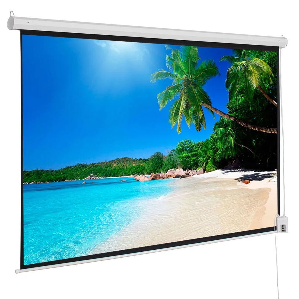 Motorized Projector Screen with Remote Control Matte White V153110