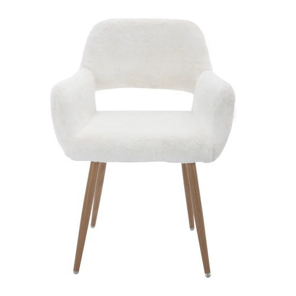 Faux Fur Dining Chairs with Solid Steel Leg H55365