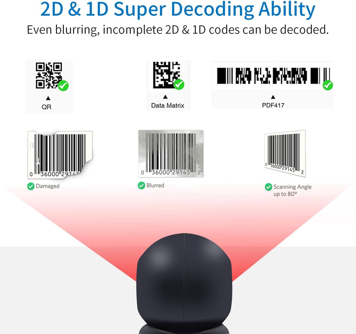 2D USB Barcode Scanner, Pack of 2 G28813