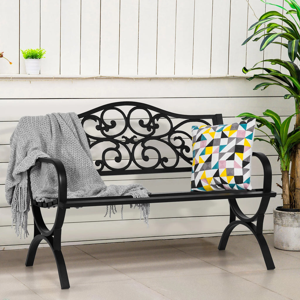 50" Black Patio Garden Bench F651037