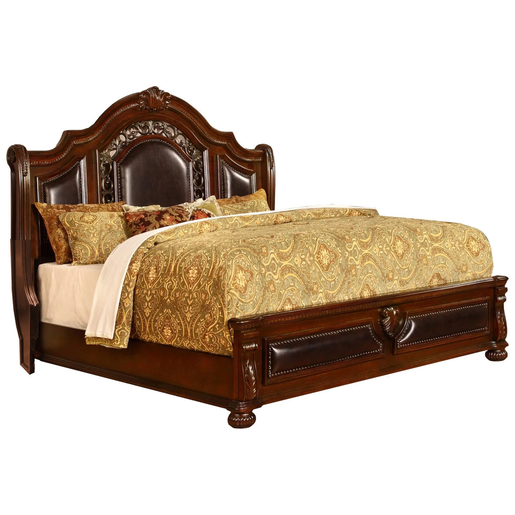 Cherry Wood Queen Platform Bed H2079