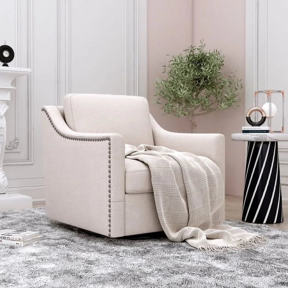 Cotton Linen Swivel Armchair M351869