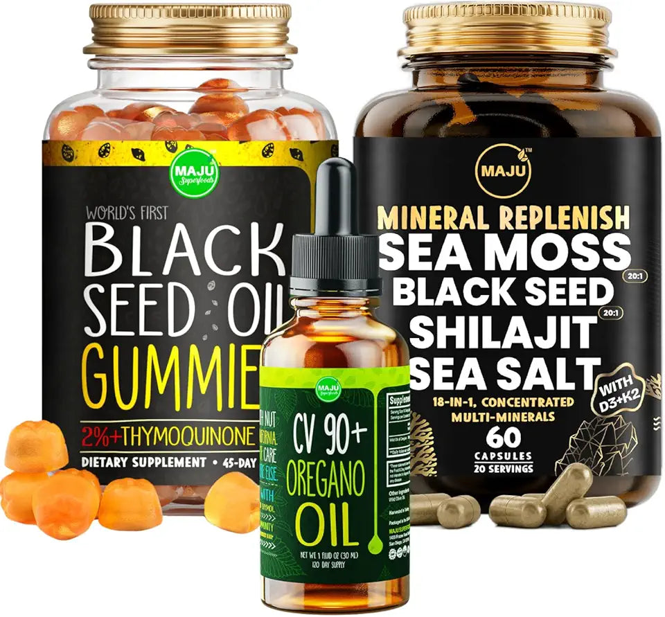 Black Seed Oil Gummies, Oregano Oil, and Mineral Replenish Capsules V176924