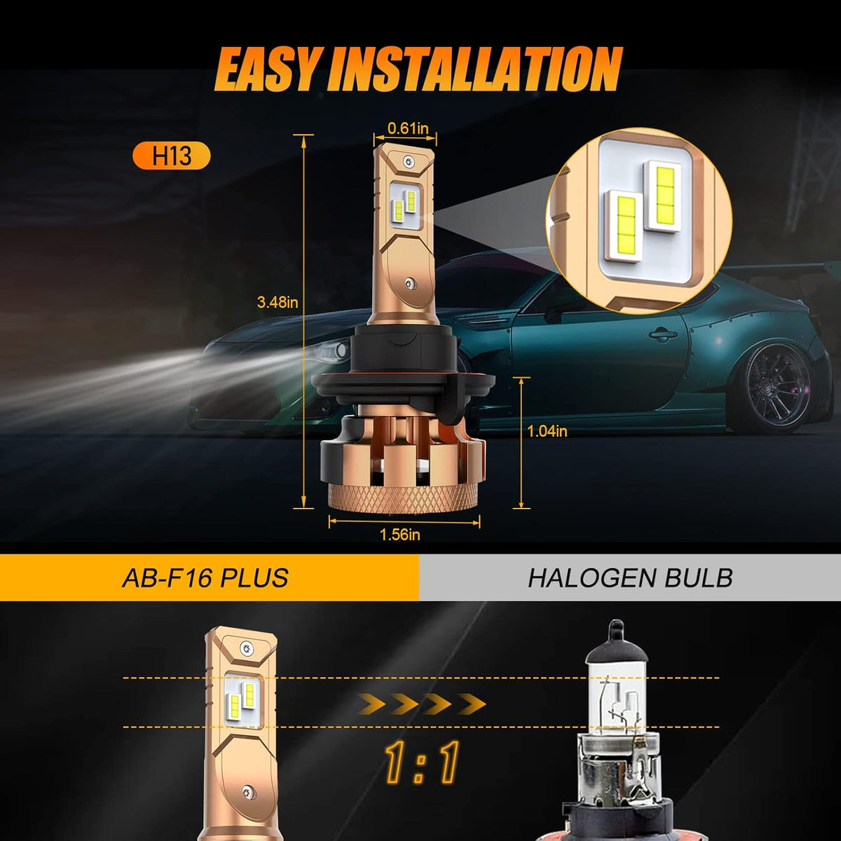 H13 LED Light Bulbs 70W 7000lm Pack of 2 X840