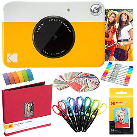 Yellow Instant Camera + Zink Paper (20 Sheets) + 8x8 Cloth Scrapbook V92246