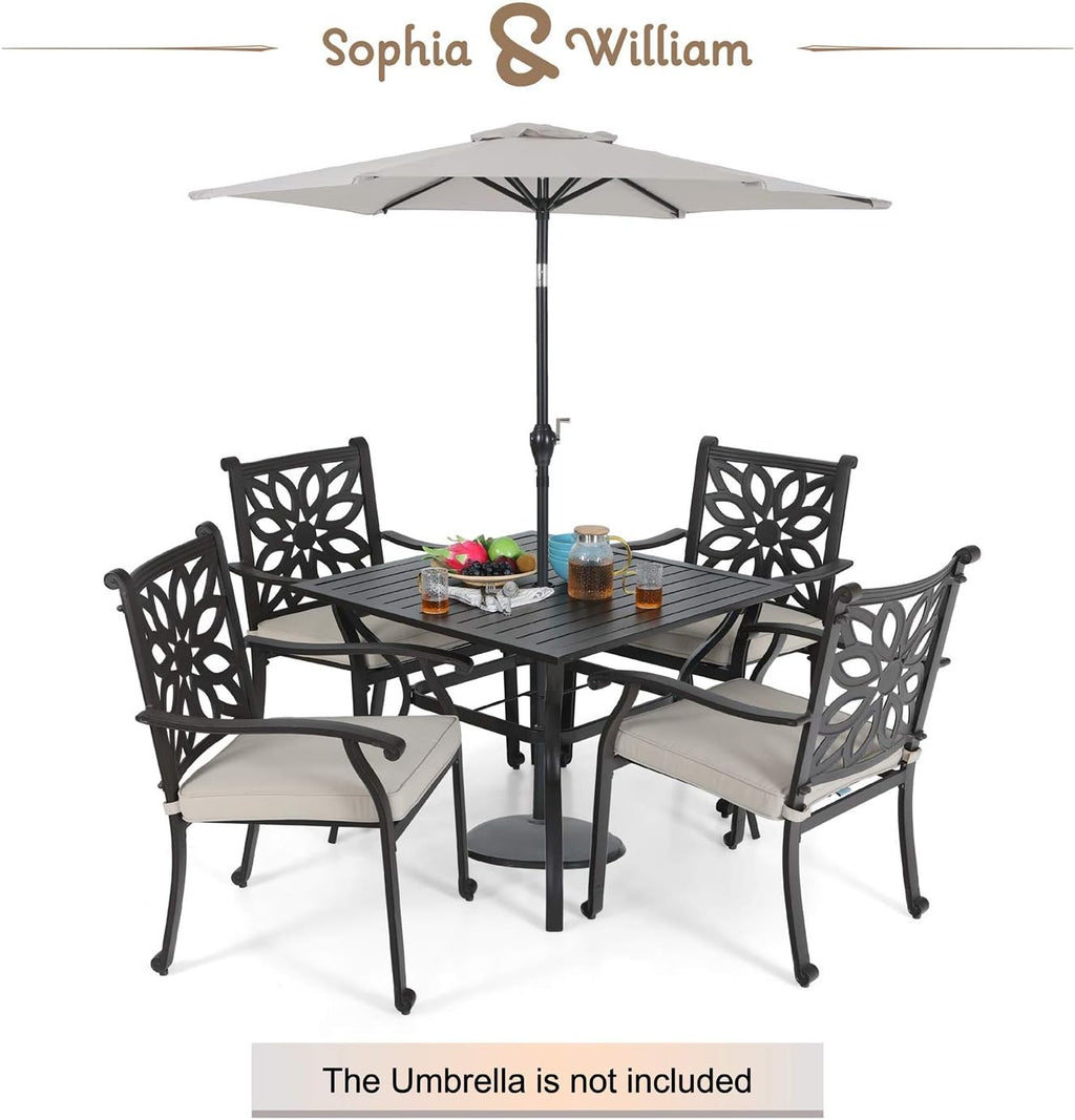 5 Pieces Patio Dining Set with 4 Chairs and 1 Square Table A9445