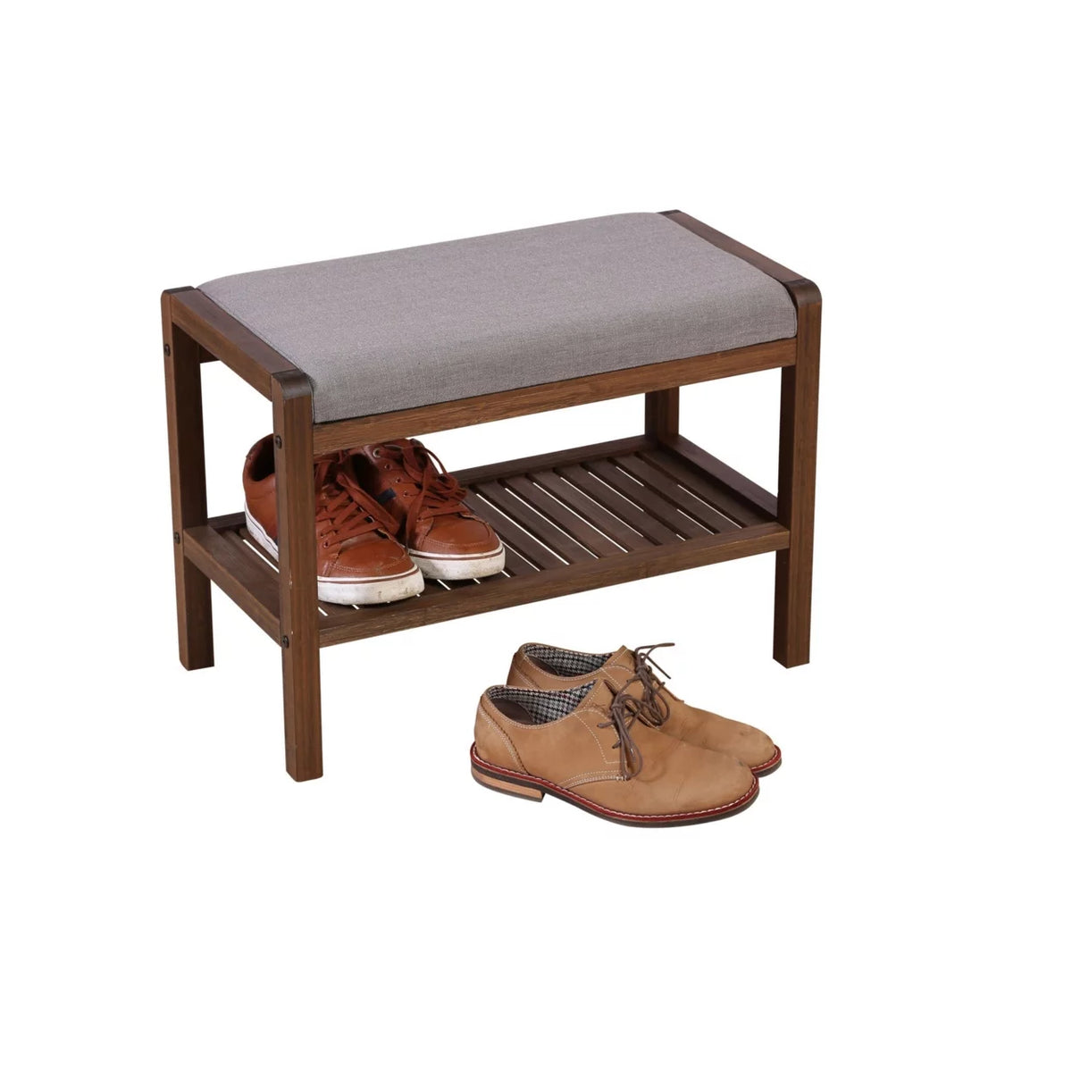 Solid Bamboo Padded Bench Dark Brown D439