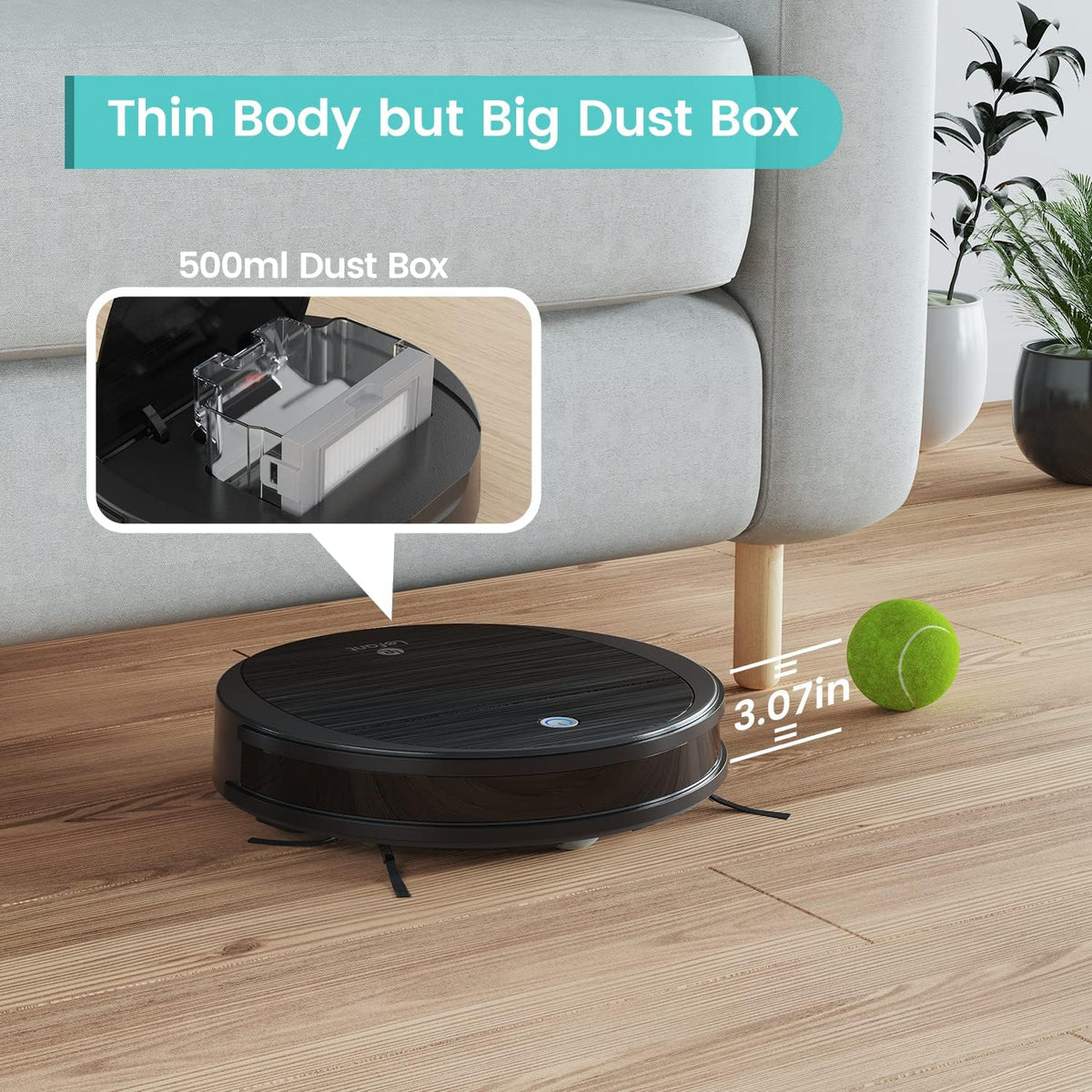 Robot Vacuum and Mop with 2200Pa Suction, 11" Small Body D4593