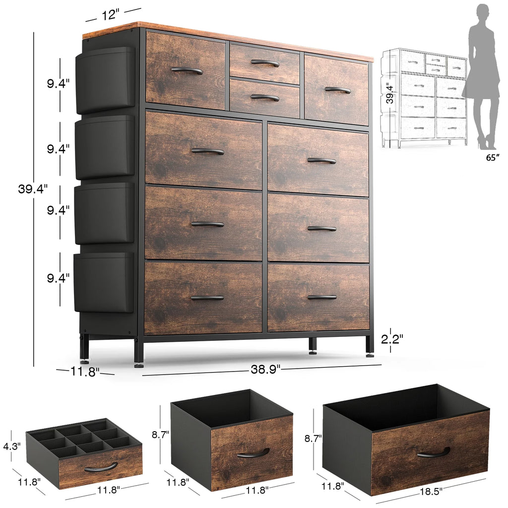 Brown 10 Drawer Dresser L205