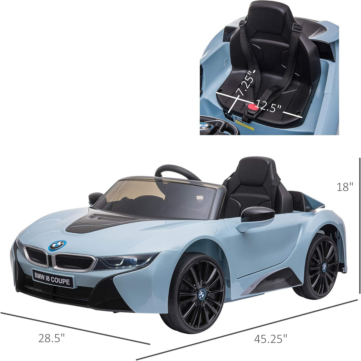 Blue BMW I8 Coupe Electric Kids Ride-On Car 6V Battery Powered Toy with Remote Control D9379