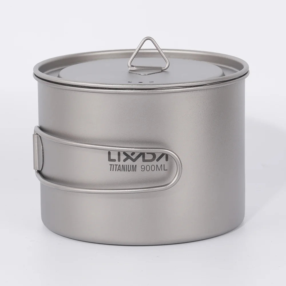900ml Titanium Cup Pot with Lid and Foldable Handle C236