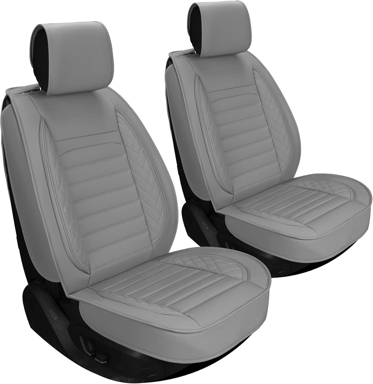 Black Leather Non-Slip Car Seat Covers Full Set H538193