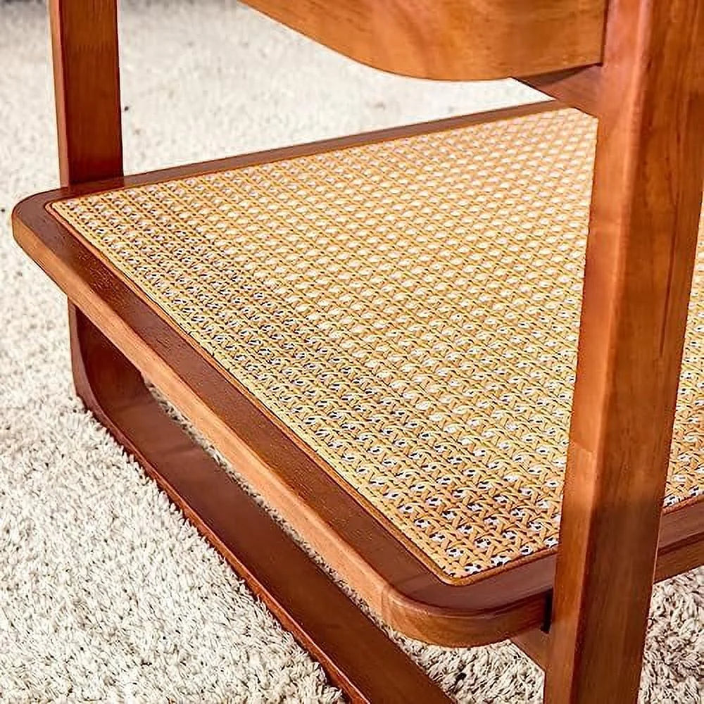 Modern Rattan Woven Glass Desktop Solid Wood Coffee Table Z370945