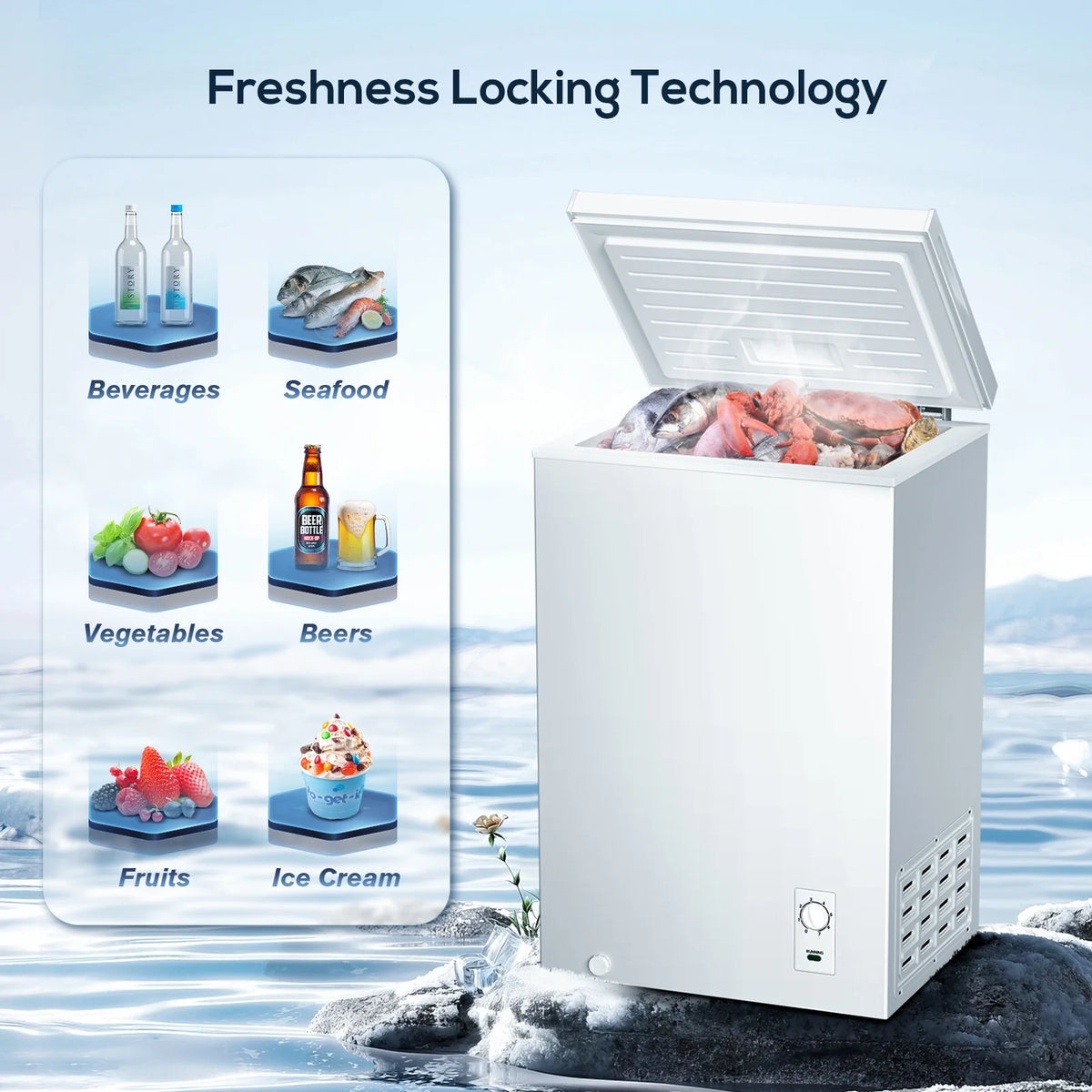 2.7 Cubic Feet White Chest Freezer J4203