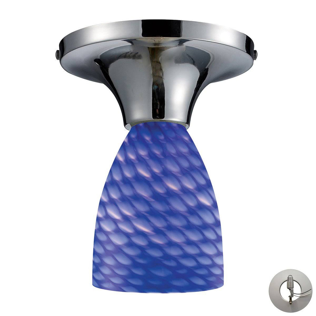 Polished Chrome and White Swirl Glass Semi Flush Light W3889