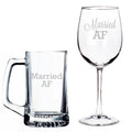 Married AF Beer Mug and Wine Glass Set N247629