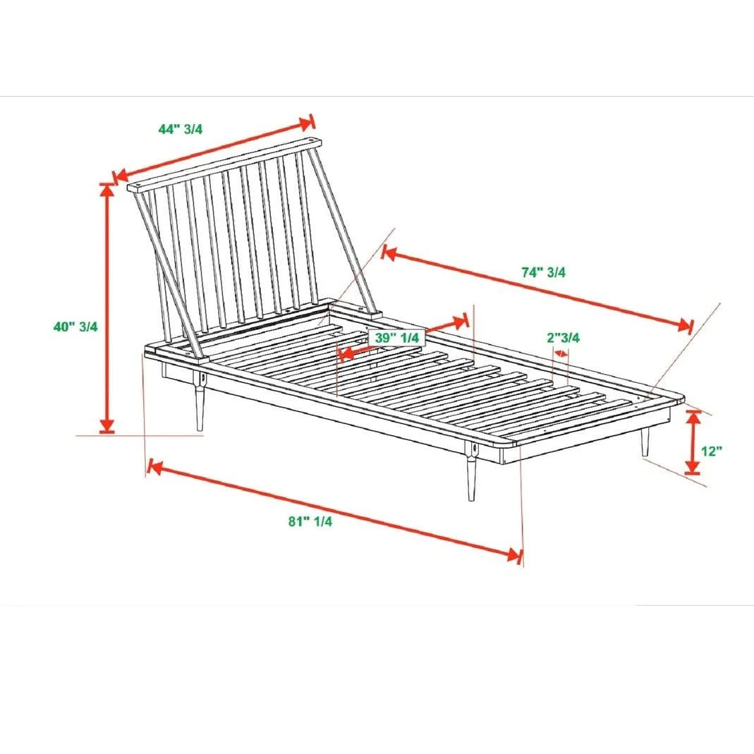 Solid Pine Wood Spindle Bed - Light Oak - Queen S9713