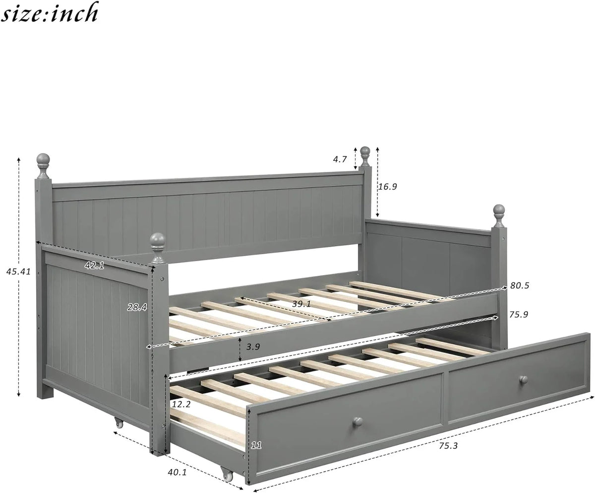 Gray Wood Daybed V57893