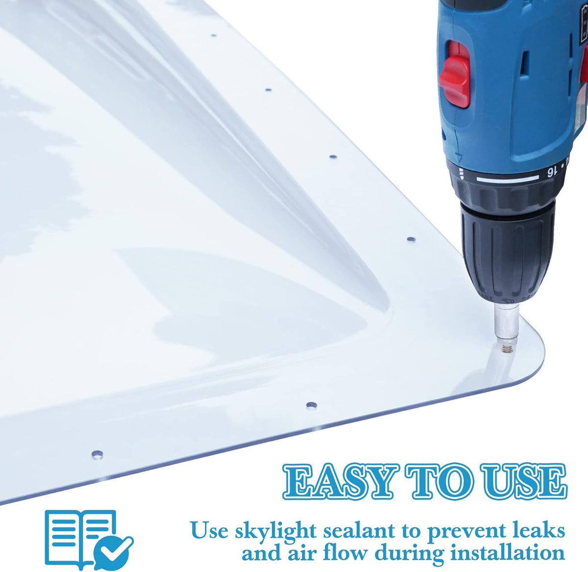 Transparent RV Skylight Kit 14 x 22 Inch ID, 18 x 26 Inch OD T6449
