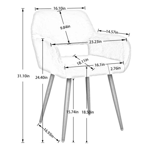 Faux Fur Dining Chairs with Solid Steel Leg H55365