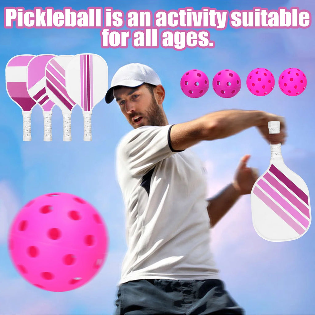 USAPA Approved Pickleball Set of 4 with 4 Balls Pink B400394